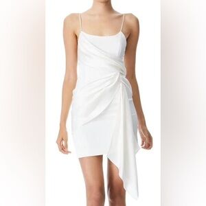 ALICE + OLIVIA Svetlana draped satin mini dress in Off-white color